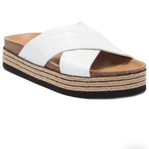 Aquatalia Ariana Leather Crossover Platform Sandals, White